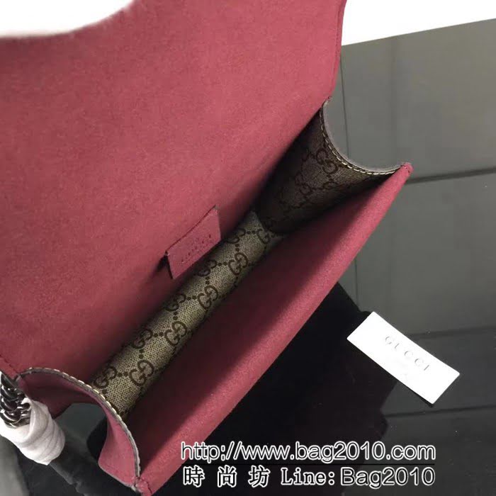 GUCCI古馳原單 新款爆款專櫃品質原版皮質花膠 棗紅421970單肩斜挎包 HY1039
